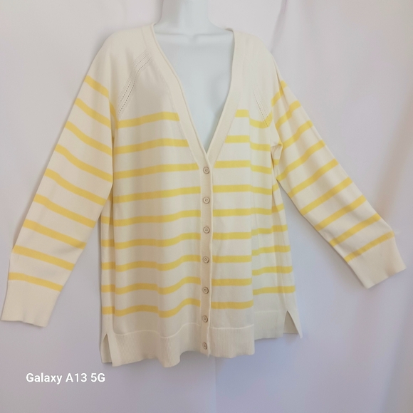 Talbots Women's Stripe Cardigan Sweater Plus Size 1X - Picture 10 of 11